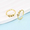 Brass Micro Pave Cubic Zirconia Cuff Rings for Women KK-T071-61G-1