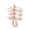 Natural Cowrie Shell Color-Changing Cluster Pendants PALLOY-JF03560-01-1