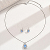 Elegant Vintage Micro Pave Cubic Zirconia Oval Necklace & Stud Earrings Set for Women AT7277-2-1