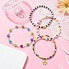4Pcs 4 Style Natural Pearl & Smiling Face Acrylic & Glass Seed Stretch Bracelets Set BJEW-TA00238-4