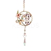 Wire Wrapped Natural Gemstone Beads & Metal Dragonfly Hanging Ornaments PW-WG454D0-01-5
