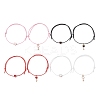 8Pcs 8 Style Heart & Skeleton Key Alloy Enamel Braided Bead Bracelets Set BJEW-JB09771-S-1