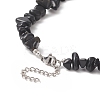 Natural Obsidian Chip Beaded Necklaces with 304 Stainless Steel Lobster Claw Clasp & Chain Extender NJEW-JN04225-03-3