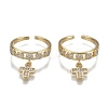 Adjustable Brass Micro Pave Clear Cubic Zirconia Cuff Rings ZIRC-Z002-15G-1