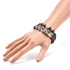 3Pcs 3 Style Natural Lava Rock & Tibetan Agate Stretch Bracelet with Alloy Tube Beaded BJEW-JB08322-3