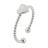 Heart 304 Stainless Steel Open Cuff Rings for Women LS-RJEW-G338-14P-4