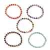 Natural Gemstone Cube & Stainless Steel Beads Stretch Bracelets for Women BJEW-JB13348-2