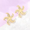 Brass Micro Pave Cubic Zirconia Stud Earrings EJEW-G471-29A-G-3