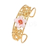 Flower 304 Stainless Steel Cuff Bangles for Women BJEW-A049-02G-4