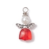Spray Painted Transparent Glass Beads with ABS Plastic Imitation Pearl Round Beads amd Tibetan Style Alloy Fairy Wing Beads and 304 Stainless Steel Flat Head Pins Pendants PALLOY-JF03622-3
