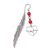 Valentine's Day Alloy Heart Pendant Bookmarks AJEW-JK00270-02-1