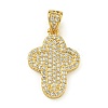 Rack Plating Brass Micro Pave Clear Cubic Zirconia Pendants KK-Z067-03G-02-1