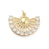 Fan Shaped Rack Plating Brass Micro Pave Cubic Zirconia Pendants X-KK-G512-28B-G-1