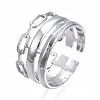 304 Stainless Steel Cable Chain Open Cuff Ring RJEW-T023-08P-3