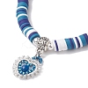 Natural Gemstone & MIYUKI Seed Beads Heart Charm Bracelets BJEW-MZ00084-6