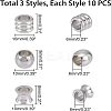 70Pcs 7 Style 201 Stainless Steel European Beads OPDL-UN0001-05-3