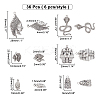 36Pcs 6 Style Tibetan Style Alloy Pendants FIND-AR0001-37-6