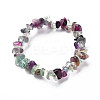 Unisex Chip Natural Fluorite Beaded Stretch Bracelets BJEW-S143-14-2