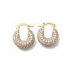 Brass Micro Pave Clear Cubic Zirconia Flat Round Hoop Earrings EJEW-K318-04A-G-4