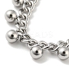 Non-Tarnish 304 Stainless Steel Round Ball Charms Link Chain Anklets LS-AJEW-G054-01P-2