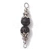 Natural Lava Rock Round Beaded Connector Charms PALLOY-JF02715-3
