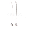 Crystal Rhinestone Flat Round Long Dangle Stud Earrings EJEW-A067-06P-4