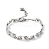 304 Stainless Steel Leafy Branch Bangles with Heart Charms BJEW-F464-16P-1