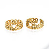 Ion Plating(IP) 304 Stainless Steel Heart Crown Open Cuff Ring for Women RJEW-S405-259G-1