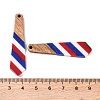 Independence Day Opaque Striped Resin & Walnut Wood Pendants RESI-U010-02C-3