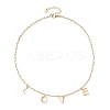 Word Love 304 Stainless Steel Charms Bib Necklaces with Brass Paperclip Chains NJEW-JN04534-3