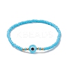 10Pcs 10 Color Resin Evil Eye & Glass Seed Beaded Stretch Bracelets Set for Women BJEW-JB09165-4