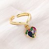 Brass Micro Pave Cubic Zirconia Open Cuff Rings for Women LS-RJEW-U057-22B-G-1