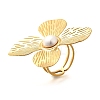 Flower Stainless Steel Open Cuff Ring for Women LS-RJEW-R006-02G-4