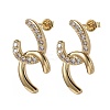 Brass Micro Pave Clear Cubic Zirconia Dangle Stud Earrings EJEW-F252-04G-1
