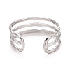 Non-Tarnish 304 Stainless Steel Triple Line Open Cuff Ring for Women X-RJEW-C025-12P-2