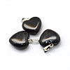 Heart Natural Black Stone Pendants G-Q371-05-2