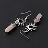 Natural Rose Quartz Bullet with Sun Dangle Earrings EJEW-I276-01P-19-5