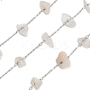 304 Stainless Steel with Natural Moonstone Chip Link Chains CHS-G038-09P-06-1