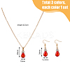 3 Sets 3 Colors Rhinestone Teardrop Dangle Earrings & Pendant Necklace SJEW-FI0001-27-2
