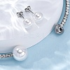 Round Plastic Imitation Pearl Stud Earrings & Heart Cubic Zirconia Rhinestone Cuff Choker Necklaces Sets SJEW-U003-08P-3