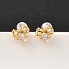 Brass Micro Pave Clear Cubic Zirconia Stud Earring EJEW-C158-15A-G-1