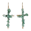 Natural Aventurine Cross Dangle Earrings EJEW-Z071-01G-02-1