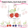 30Pcs 6 Styles Natural Lapis Lazuli & Carnelian & Rose Quartz & Amethyst & Synthetic Moonstone Round Copper Wire Wrapped Pendants PALLOY-GA00028-2