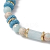 Natural Lava Rock & Synthetic Aqua Terra Jasper & Natural Aquamarine Beads Strethch Bracelets BJEW-JB11666-4