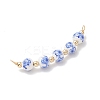 5Pcs 5 Colors Flower Printed Porcelian Round Beaded Connector Charms PALLOY-JF04161-5