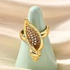 Brass Micro Pave Clear Cubic Zirconia Adjustable Open Cuff Rings for Women RJEW-I111-02G-02-1