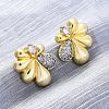 Flower Brass Micro Pave Clear Cubic Zirconia Stud Earrings EJEW-H158-12GP-1