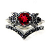 Gothic Purple Crystal Ring with Triple Moon Goddess - Black Diamond Jewelry for Women ST6507264-1