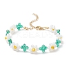 Flower Glass Beaded Bracelets for Women BJEW-TA00626-2