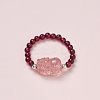 Adjustable Natural Garnet Bead Finger Rings FS-WGFFDB9-03-1